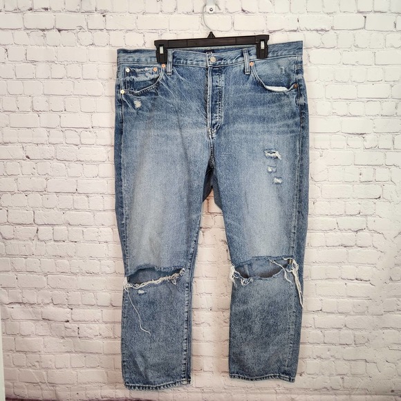 GAP Jeans Gap Womens Medium Wash Distressed Button Fly Boyfriend